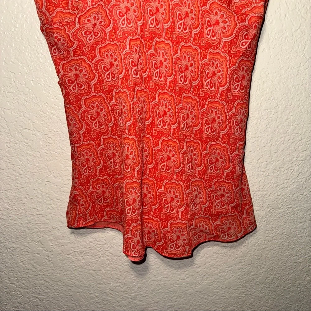 Michael Kors 100% Silk Halter Top Women’s 4 Coral Paisley Boho Resort Chic